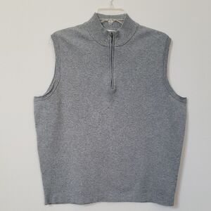 Peter Millar Golf Vest Mens L Gray Sleeveless 1/4 Zip Sweater Crown Comfort